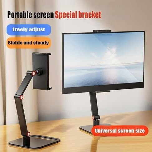 Adjustable Phone and Tablet Stand, Black, Heavy Alloy Base, Triple Damping Shaft, 6-11 Inch Clamp Range, Desktop Display Mount with Self-Locking Spring Clips in Saudi Arabia