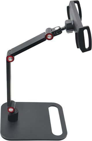 Adjustable Phone and Tablet Stand, Black, Heavy Alloy Base, Triple Damping Shaft, 6-11 Inch Clamp Range, Desktop Display Mount with Self-Locking Spring Clips in Saudi Arabia