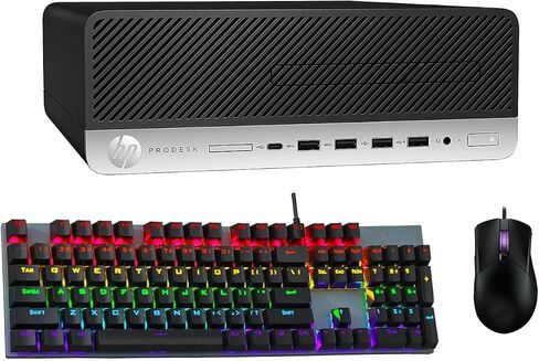 HP Prodesk 600 G5 SFF سطح المكتب ، Intel Core I7-9700T إلى 4.3 جيجا هرتز ، ذاكرة الوصول العشوائي 32GB ، 512GB SSD ، RGB لوحة المفاتيح ، الماوس ، WiFi ، BT ، Windows 11 (متجدد) in Saudi Arabia