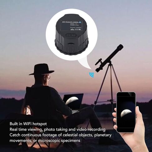 Wi Fi Telescope Camera, Cordless Electronic Eyepiece, 2K Video Recording & 24MP Photo for 24mm-50mm Scopes, for Astrophotography, Bird Watching (32GB) in Saudi Arabia