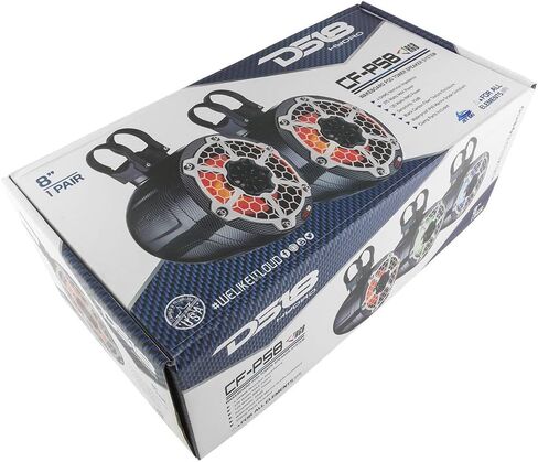 DS18 CF -PS8 مكبرات صوت أبراج الأبواب ذات الاتجاهين مع أضواء RGB متكاملة - 375 كحد أقصى - مثالية للسماء النفاثة ، مثالية لـ ATV ، UTV ، Jeep ، جنبًا إلى جنب ، البحرية ، RZR (متجددة) in Saudi Arabia