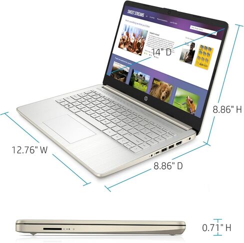 HP Touchscreen الكمبيوتر المحمول كمبيوتر لدراسة منزل طالب جامعي ، مكتب مدته عام واحد ، ذاكرة الوصول العشوائي 16 جيجا بايت ، 512 جيجابايت PCIE SSD ، معالج Intel ، 14 بوصة ، واي فاي 6 ، بلوتوث ، HDMI ، Windows 11 Home S ، Pale Gold (متجدد) in Saudi Arabia