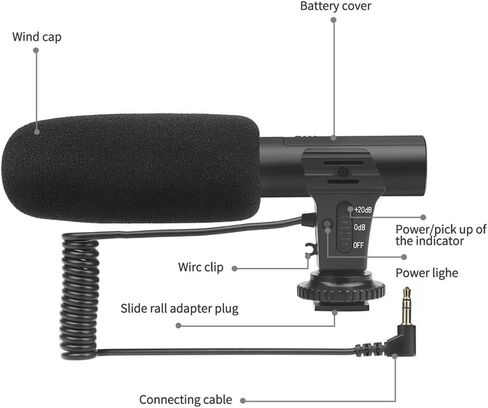 Camera Video Microphone DSLR Interview Cardioid Directional Camcorder External Microphones for Recording 3.5mm Interface in Saudi Arabia
