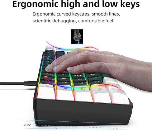 V700BW+X100 USB Computer Keyboard and Kit with 61-Key Wired RGB Back + Wired Gaming Colorful LED 4-Level Movement Speed Max.0DPI for PC Lap in Kuwait