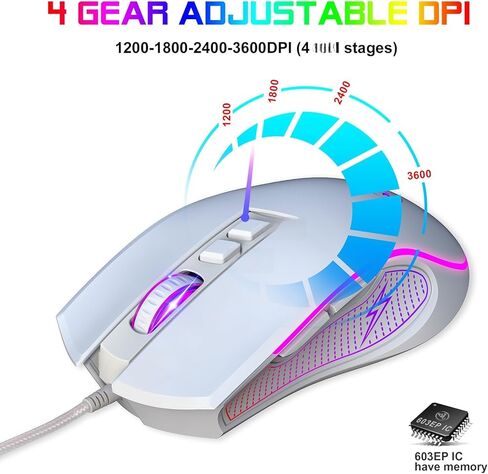 V700BW + X100 USB لوحة مفاتيح كمبيوتر ومجموعة مع 61 مفتاح السلكية RGB الخلفية + ألعاب سلكية ملونة LED 4 مستوى السرعة MAX.0DPI للكمبيوتر الشخصي in Kuwait