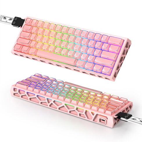 Boyi H60Pro Hollow Aluminium Rapid Trigger Switch Magnetic Switch 60 ٪ لوحة مفاتيح ميكانيكية ، تأثير قاعة 8K RGB RGB سلكية جماليات مفتاح ألعاب CNC (وردي كريستال جيلي كبس) in Kuwait