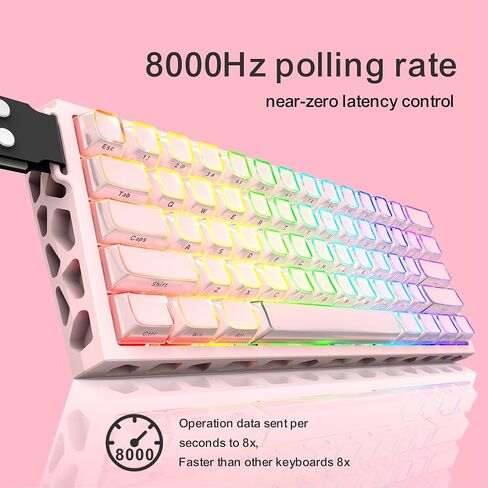 Boyi H60Pro Hollow Aluminium Rapid Trigger Switch Magnetic Switch 60 ٪ لوحة مفاتيح ميكانيكية ، تأثير قاعة 8K RGB RGB سلكية جماليات مفتاح ألعاب CNC (وردي كريستال جيلي كبس) in Kuwait