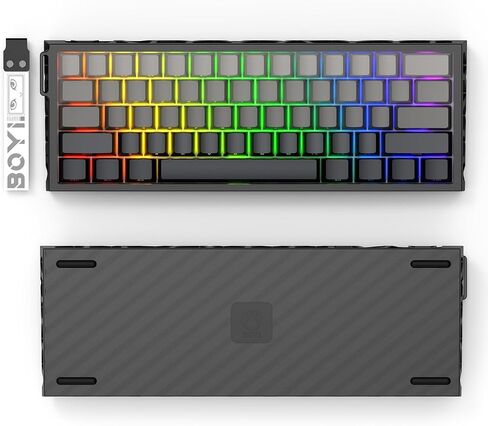 Boyi H60Pro Hollow Aluminium Rapid Trigger Switch Magnetic Switch 60 ٪ لوحة مفاتيح ميكانيكية ، تأثير قاعة 8K RGB RGB سلكية جماليات مفتاح ألعاب CNC (وردي كريستال جيلي كبس) in Kuwait