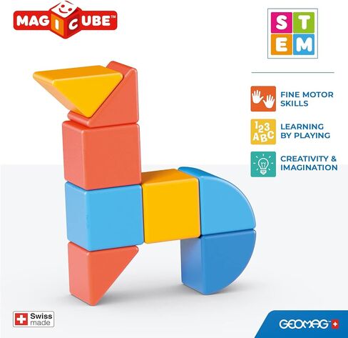 GEOMAG Swiss-Made MagiCube 24-Piece Magnetic Stacking Cubes Building Set, Large Blocks for Toddlers & Kids Ages 1-5, STEM Educational Toy, Creativity, Coordination, Early Learning Fun in Saudi Arabia