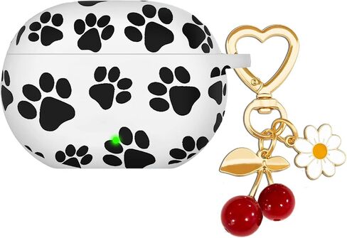 Protective Case for Beats Studio Buds Case, Studio Buds Plus,Cute Cherry Charm Keychain,Pink Print Soft Silicone Case Daisy Key Chains for Beats Studio Buds+ Earbuds for Women Men Pink in Saudi Arabia