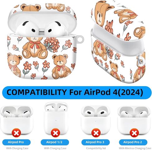 متوافق مع AirPod 4 حالة وقائية مع حلقة المفتاح الذهبي لـ 2024 الجيل الرابع AirPod. مقاومة للصدمات ، مقاومة للغبار ، حالة حماية سماعة الرأس اللاسلكية. （Flamingo） in Kuwait
