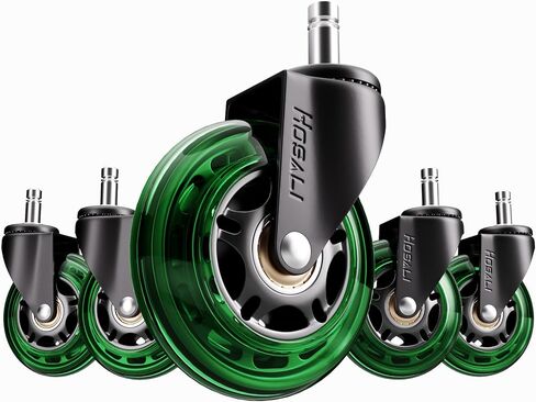 Office Rubber Chair Casters Replacement, 3 Inch Heavy-Duty Computer Gaming Desk Caster Wheels Smooth & Safe Rolling for All Floors Including Hardwood and Carpet, Set of 5 in Kuwait