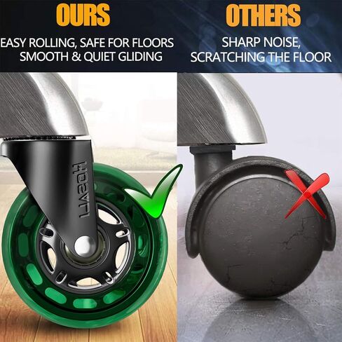 Office Rubber Chair Casters Replacement, 3 Inch Heavy-Duty Computer Gaming Desk Caster Wheels Smooth & Safe Rolling for All Floors Including Hardwood and Carpet, Set of 5 in Kuwait