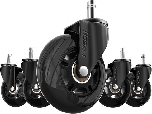 عجلات عجلات كرسي المكتب مجموعة من 5 عجلات مكاتب مطاطية قابلة للاستبدال ، عجلات عجلات عجلات عجلات متينة 3 بوصة سلسة وآمنة لجميع الأرضيات بما في ذلك الخشب الصلب والسجاد تناسب جميع الأرضيات in Kuwait