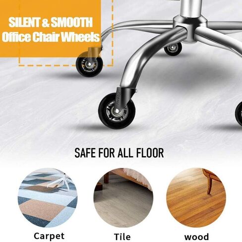 عجلات عجلات كرسي المكتب مجموعة من 5 عجلات مكاتب مطاطية قابلة للاستبدال ، عجلات عجلات عجلات عجلات متينة 3 بوصة سلسة وآمنة لجميع الأرضيات بما في ذلك الخشب الصلب والسجاد تناسب جميع الأرضيات in Kuwait