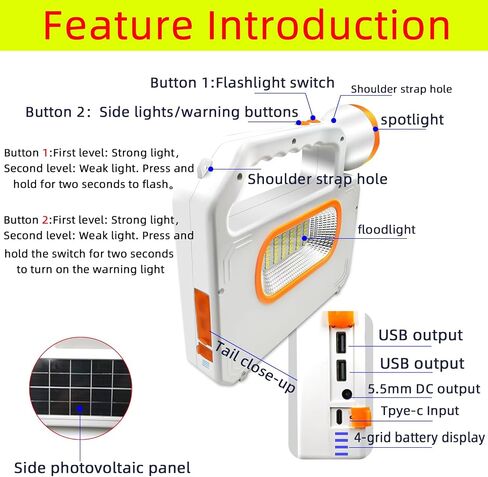 أضواء مصباح شمسي محمول LED مع إخراج USB جانبي الأضواء الكشفية الفانو فانوس الإضاءة المنزلية الطوارئ القابلة لإعادة الشحن عبر انقطاع التيار الكهربائي لوجود طاقة USB للإعصار في الهواء الطلق إعصار في الهواء الطلق in Kuwait