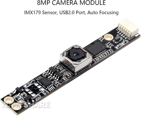 Waveshare IMX179 8MP USB Camera Module ، Auto Focusing ، منفذ USB2.0 ، حقل عرض 75 درجة (FOV) in Saudi Arabia