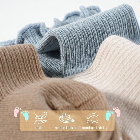 VIAOKUTH Baby Girls Socks Anti Slip Frilly Ruffle Cotton Socks Cute Princess Socks for Toddler Socks 5 Pairs in Kuwait