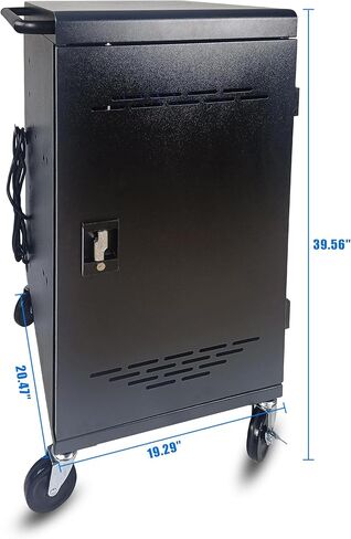 30-Unit Mobile Charging Cart - Open Charging Station Rack for 14-inch Chromebooks and Tablets -  Tablet Organizer Station with Cable Management and Charger Organization(Black) in Kuwait