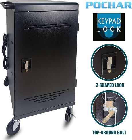 30-Unit Mobile Charging Cart - Open Charging Station Rack for 14-inch Chromebooks and Tablets -  Tablet Organizer Station with Cable Management and Charger Organization(Black) in Kuwait