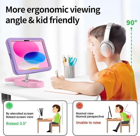 حالة Kids for iPad (A16) 11/10 Gen 2025/2022 ، حالة إيفا المقاومة للصدمات اللطيفة مع المقبض والوقوف ، غطاء مقاوم للطفر للطفل لـ iPad Air 11 Ing (M3/M2) ، زاوية عرض قابلة للتعديل للأطفال (Purple) in Kuwait