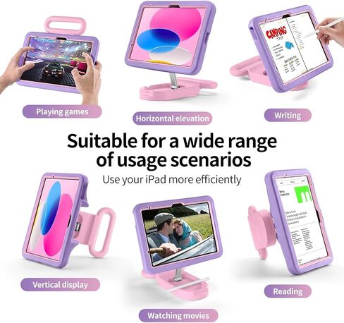 حالة Kids for iPad (A16) 11/10 Gen 2025/2022 ، حالة إيفا المقاومة للصدمات اللطيفة مع المقبض والوقوف ، غطاء مقاوم للطفر للطفل لـ iPad Air 11 Ing (M3/M2) ، زاوية عرض قابلة للتعديل للأطفال (Purple) in Kuwait