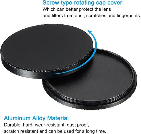 49mm Lens Cap, Camera Lens Cap Cover Universal Front Metal Lens Filter Stacks Cap Protective Case for 49mm Camera Circular Polarizing Fader ND Filter, Black in Saudi Arabia