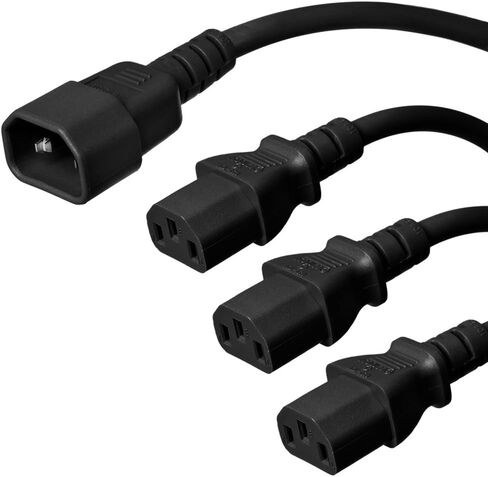 IronBox Electric IEC C14 to 3X C13 Splitter Power Cord - 10A, 250V, 14/3 SJT - Heavy Duty Outlet Splitter - UL Listed Cable Extension Cord for Monitor, Computer, Data Centers & More (6ft + 2ft Legs) in Kuwait