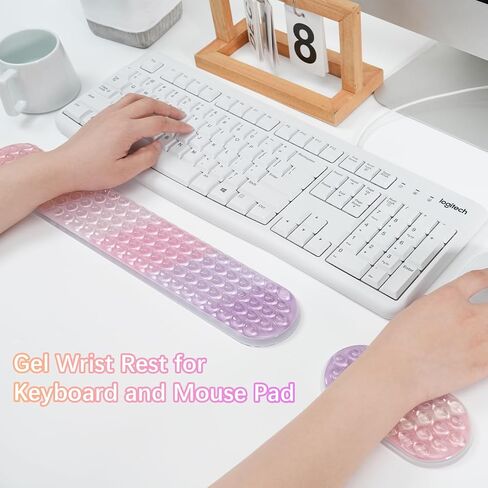 Mosiso Gel Wrist Rest Prest for Mouse Pad & Keyboard Set ، لوحة مفاتيح التدليك المريحة ومجموعة وسادة الماوس ، وتخفيف الألم غير القابل للانزلاق والجلد البارد الناعم وسادة الكتابة للمنزل/المكتب ، والأرجواني والوردي التدرج in Kuwait
