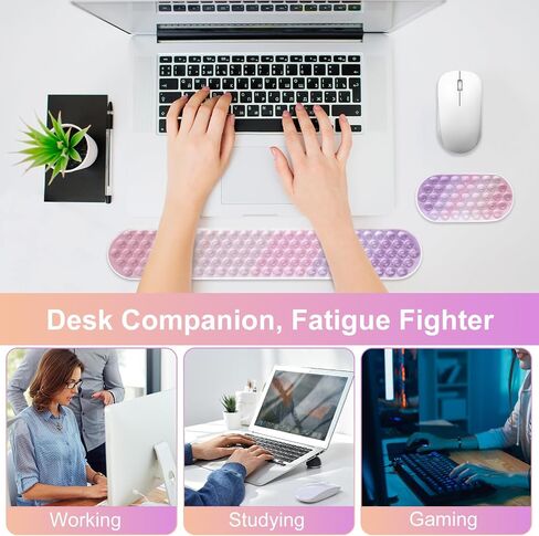 Mosiso Gel Wrist Rest Prest for Mouse Pad & Keyboard Set ، لوحة مفاتيح التدليك المريحة ومجموعة وسادة الماوس ، وتخفيف الألم غير القابل للانزلاق والجلد البارد الناعم وسادة الكتابة للمنزل/المكتب ، والأرجواني والوردي التدرج in Kuwait