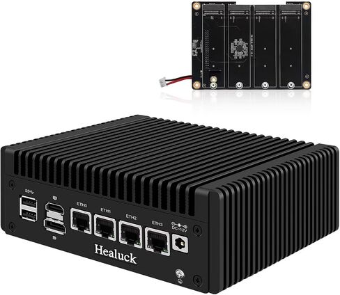 Firewall Mini PC N355 Quad Core, 4 x 2.5GbE i226V LAN, DDR5 0GB RAM 0GB NVMe SSD, Barebone, Fanless Computer Hardware, Micro Router Appliance, AES-NI, OPNsense, TF Slot, with 1v4 Nvme Adapter in Saudi Arabia