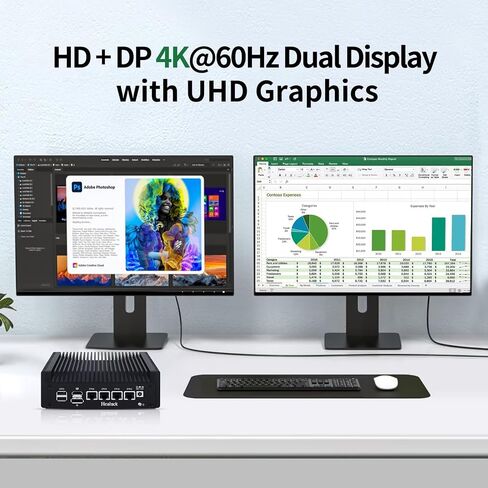 Firewall Mini PC N355 Quad Core, 4 x 2.5GbE i226V LAN, DDR5 0GB RAM 0GB NVMe SSD, Barebone, Fanless Computer Hardware, Micro Router Appliance, AES-NI, OPNsense, TF Slot, with 1v4 Nvme Adapter in Saudi Arabia