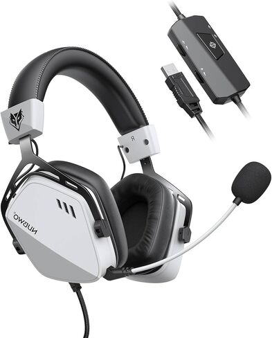 NUBWO HG03 USB Gaming Headset with 7.1 Surround and FPS Sound, Wired Headphones with Noise Canceling Mic, Comfortable Design for PC, Laptop - White Petal in Kuwait