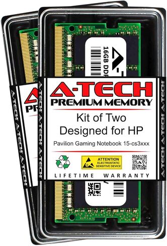 A-Tech 32GB (2 × 16 جيجابايت) ذاكرة الوصول العشوائي لـ HP Pavilion Gaming Notebook 15-CS3XXX | DDR4 2666MHz SODIMM PC4-21300 260-PIN طقم ترقية الذاكرة in Kuwait