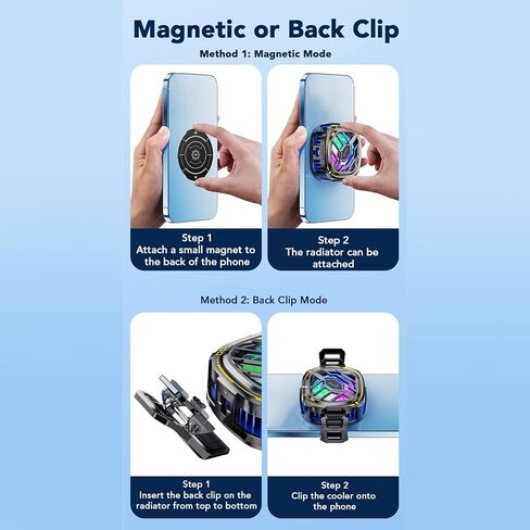 Magnetic Phone Cooler, 5000RPM Semiconductor 20°C Active Cooling, Magnetic Mount for Gaming Phones, Tablets, 5V2A Rapid Chill Tech & RGB Lighting in Saudi Arabia
