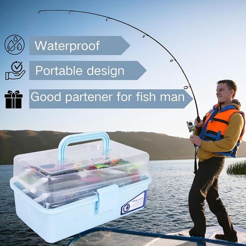 Large 3-Layer Fishing Tackle Box with Tackle Included,450 Pcs Fishing Lures Kit-Contains Pliers, Crankbait, Hooks,Lures,Weights & Accessories, Freshwater Bass Fishing Gear for Men in Kuwait