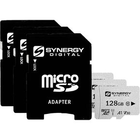 Synergy Digital 128GB Micro SDXC Secure Digital UHS-I Memory Cards, Compatible with Panasonic Lumix DMC-CM1 Cell Phone - Class 10, U3, 100MB/s, 300 Series - Pack of 3 in Kuwait