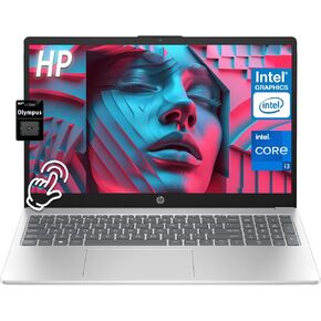 HP 15.6" HD Touchscreen Laptop, Intel Core i3-1315U, 32GB DDR4 RAM, 1TB SSD Storage, Type-C/A, HDMI, Privacy Camera, Bluetooth, Wi-Fi 6, Windows 11 Home, Long Battery Life, Natural Silver in Kuwait