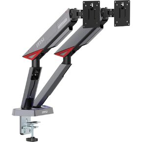 MSI MPG MT161DR - Premium RGB Dual Monitor Stand Arms, 17-38" Support, VESA Compatible, Adjustable Spring Assisted Mount, 35.2 lbs per Screen Capacity, Clamp & Grommet, Quick Release Plate - Black in Saudi Arabia
