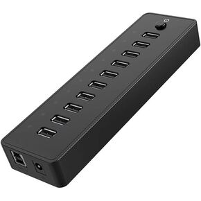 USB HUB 10 Port ABS USB2.0 HUB with 12V Power Adapter High Speed USB Splitter for PC Computer Accessories 1M Data Cable in Saudi Arabia