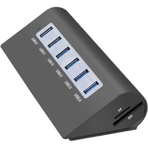 6 Port USB3.0 HUB One Point Six USB2.0/3.0 Docking Station Card Computer Notebook U Disk Multi-Port Splitter (Color : Gold) (White) in Saudi Arabia