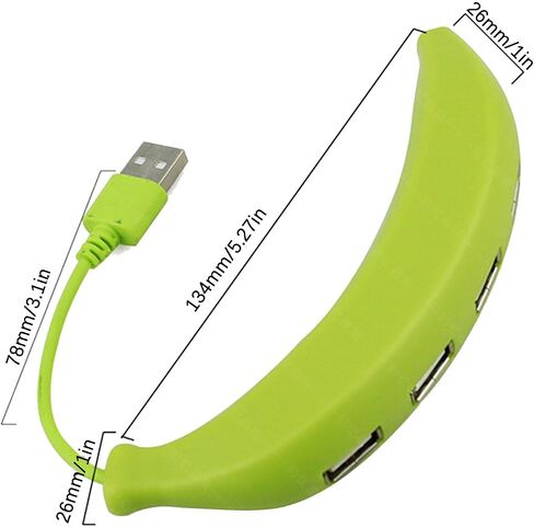 HUB USB Generic ، فاصل USB ، محور USB 4 شركات ، 1 في 4 MINI USB Banana Hub ، 1 من كل 4 من موسع USB لشحن/مزامنة البيانات متوافقة مع الكمبيوتر الشخصي ، الكمبيوتر المحمول ، PS4 (1PCS-GREEN) in Saudi Arabia