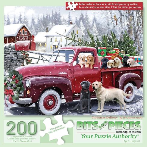 Bits and Pieces - 1000 Piece Jigsaw Puzzle for Adults 20' x 27" - Christmas Delivery - 1000 pc Dog Truck Puppy Snow Winter Holiday Farm Barn Forrest Present Gifts Tree Jigsaw by Artist Macneil Studio in Kuwait