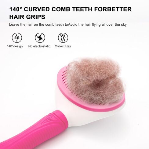 Self Cleaning Slicker Brush, Cat and Dog Brush, Indoor Cat and Dog Grooming Shed Brush, Easy to Remove Loose Undercoat, Used for Long Hair and Short Hair Cat and Dog Hair Removal Brushes, with Massage in Saudi Arabia