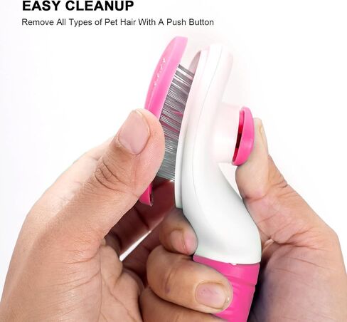 Self Cleaning Slicker Brush, Cat and Dog Brush, Indoor Cat and Dog Grooming Shed Brush, Easy to Remove Loose Undercoat, Used for Long Hair and Short Hair Cat and Dog Hair Removal Brushes, with Massage in Saudi Arabia