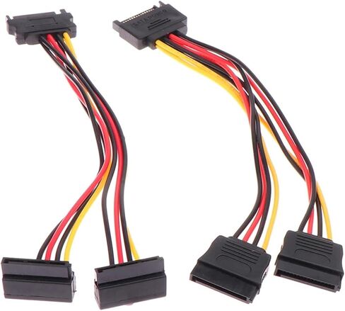1pc 20cm sata تمديد سلك HDD SSD HARD DISK SATA POWER Y SPLITTER CABLE 15 PIN ذكر إلى 15 دبوس كابل الطاقة الإناث (رأس الكوع) in Saudi Arabia
