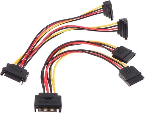 1pc 20cm sata تمديد سلك HDD SSD HARD DISK SATA POWER Y SPLITTER CABLE 15 PIN ذكر إلى 15 دبوس كابل الطاقة الإناث (رأس الكوع) in Saudi Arabia