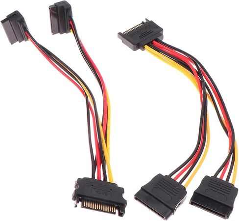 1pc 20cm sata تمديد سلك HDD SSD HARD DISK SATA POWER Y SPLITTER CABLE 15 PIN ذكر إلى 15 دبوس كابل الطاقة الإناث (رأس الكوع) in Saudi Arabia