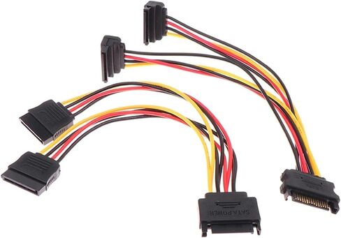 1pc 20cm sata تمديد سلك HDD SSD HARD DISK SATA POWER Y SPLITTER CABLE 15 PIN ذكر إلى 15 دبوس كابل الطاقة الإناث (رأس الكوع) in Saudi Arabia