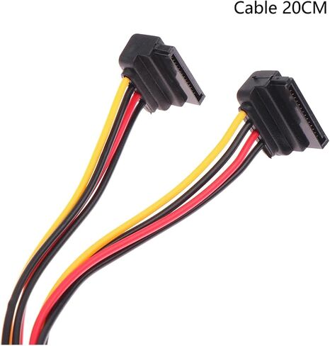 1pc 20cm sata تمديد سلك HDD SSD HARD DISK SATA POWER Y SPLITTER CABLE 15 PIN ذكر إلى 15 دبوس كابل الطاقة الإناث (رأس الكوع) in Saudi Arabia